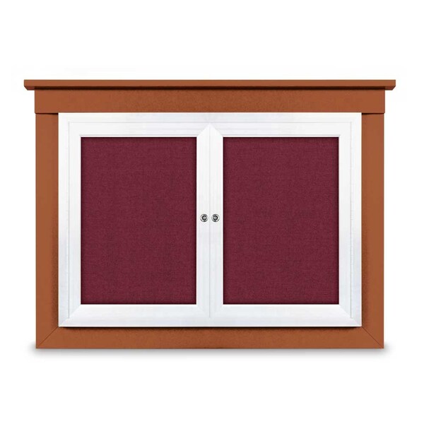 24"x36" 1-Door Enclosed Letterboard, Green Felt/Walnut